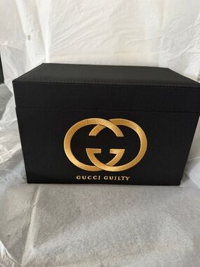 Gucci Guilty Satin Cosmetic Makeup Jewelry Case Box - Black & Gold